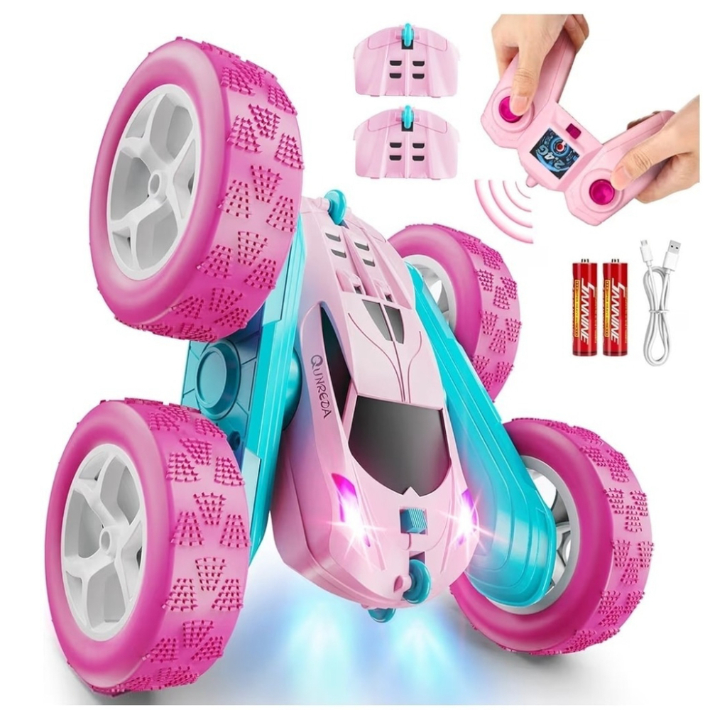 RC Cars Remote Control Car for Girls, 2.4 GHZ Double Sided RC Stunt Car Pink